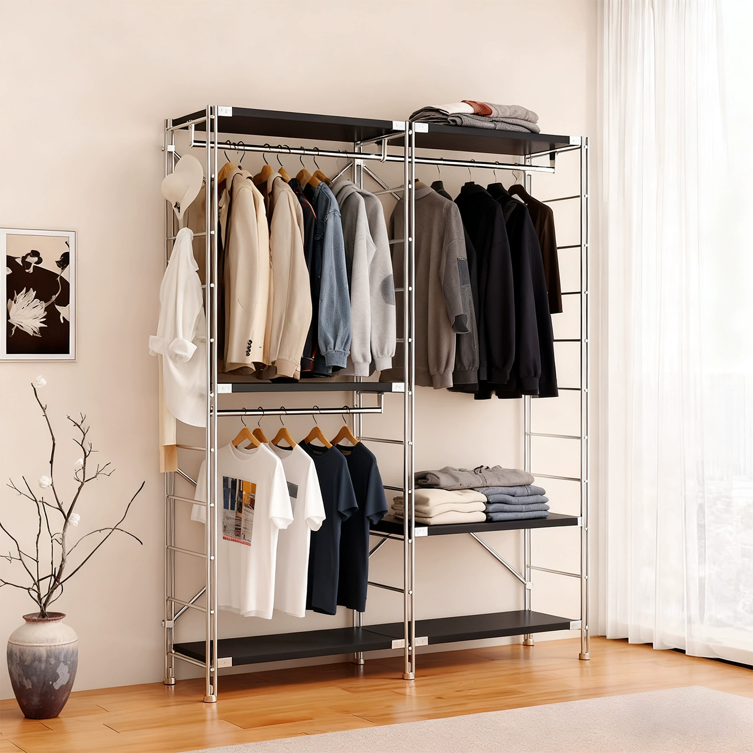 Garment Rack Freestanding Shelf Rack Wardrobe Hanger — shoe storage wholesale pick on ShoeVault