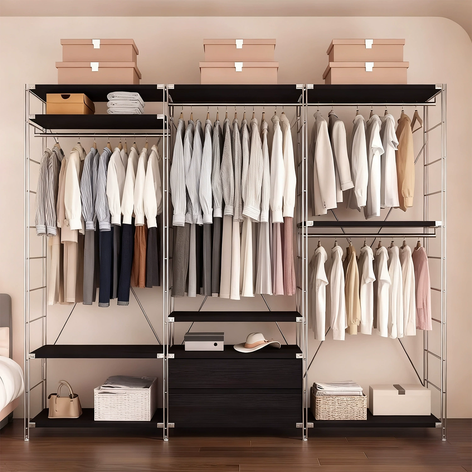 Garment Rack Freestanding Shelf Rack Wardrobe Hanger — shoe storage wholesale pick on ShoeVault